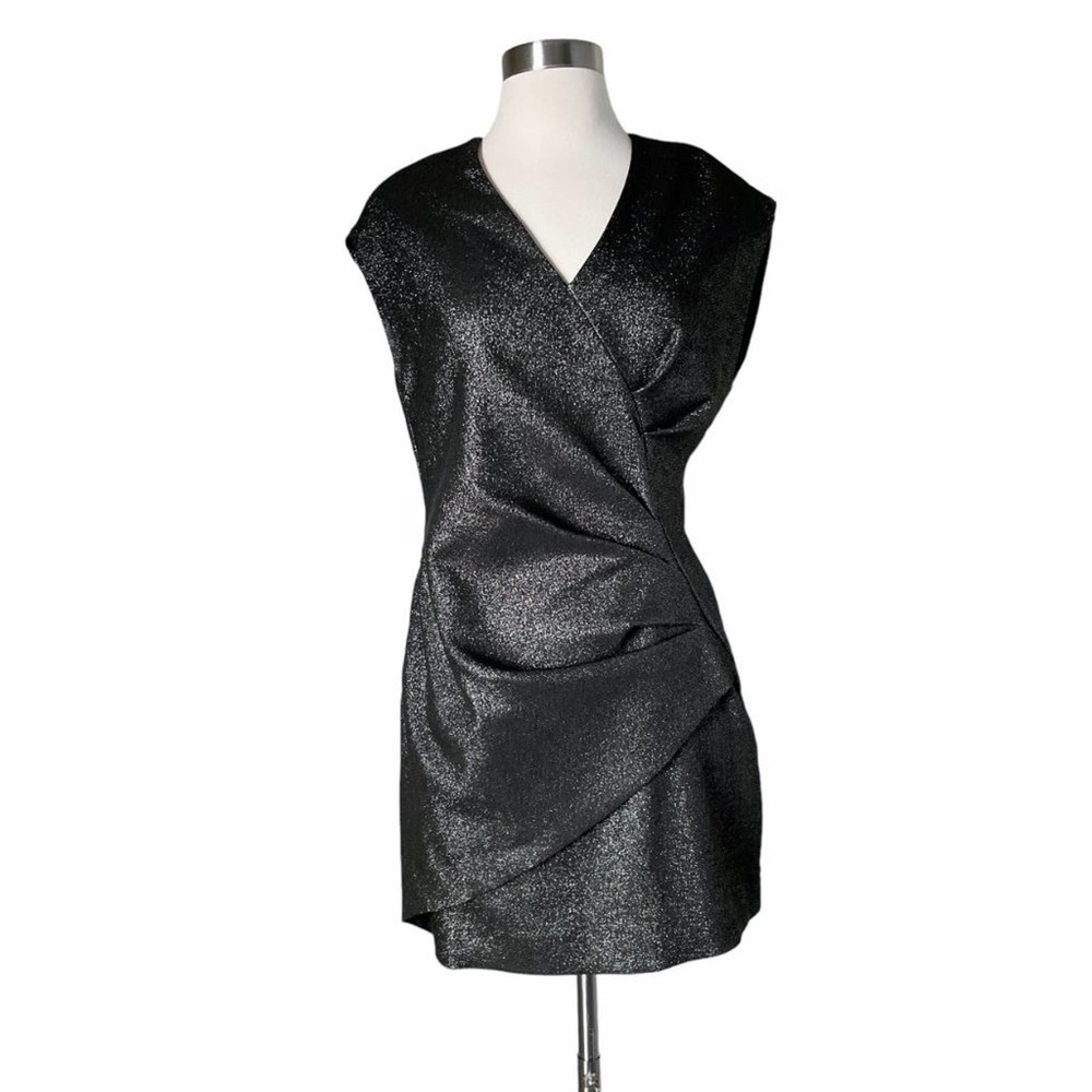 IRO Dresdi Metallic Cocktail Mini Dress Shimmery Glitter